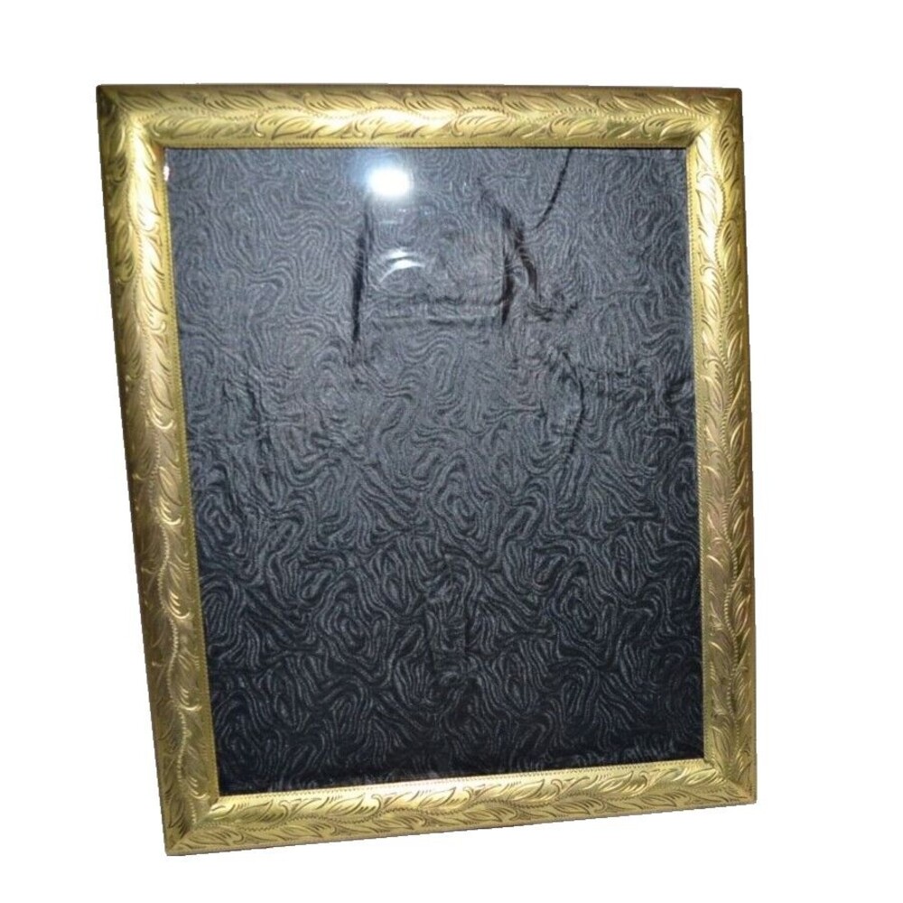 Vtg Picture Frame 8x10 Gold Brass Ornate Hollywood Regency Floral etched
